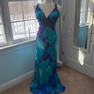 Elegant Blue and Purple Cache Gown